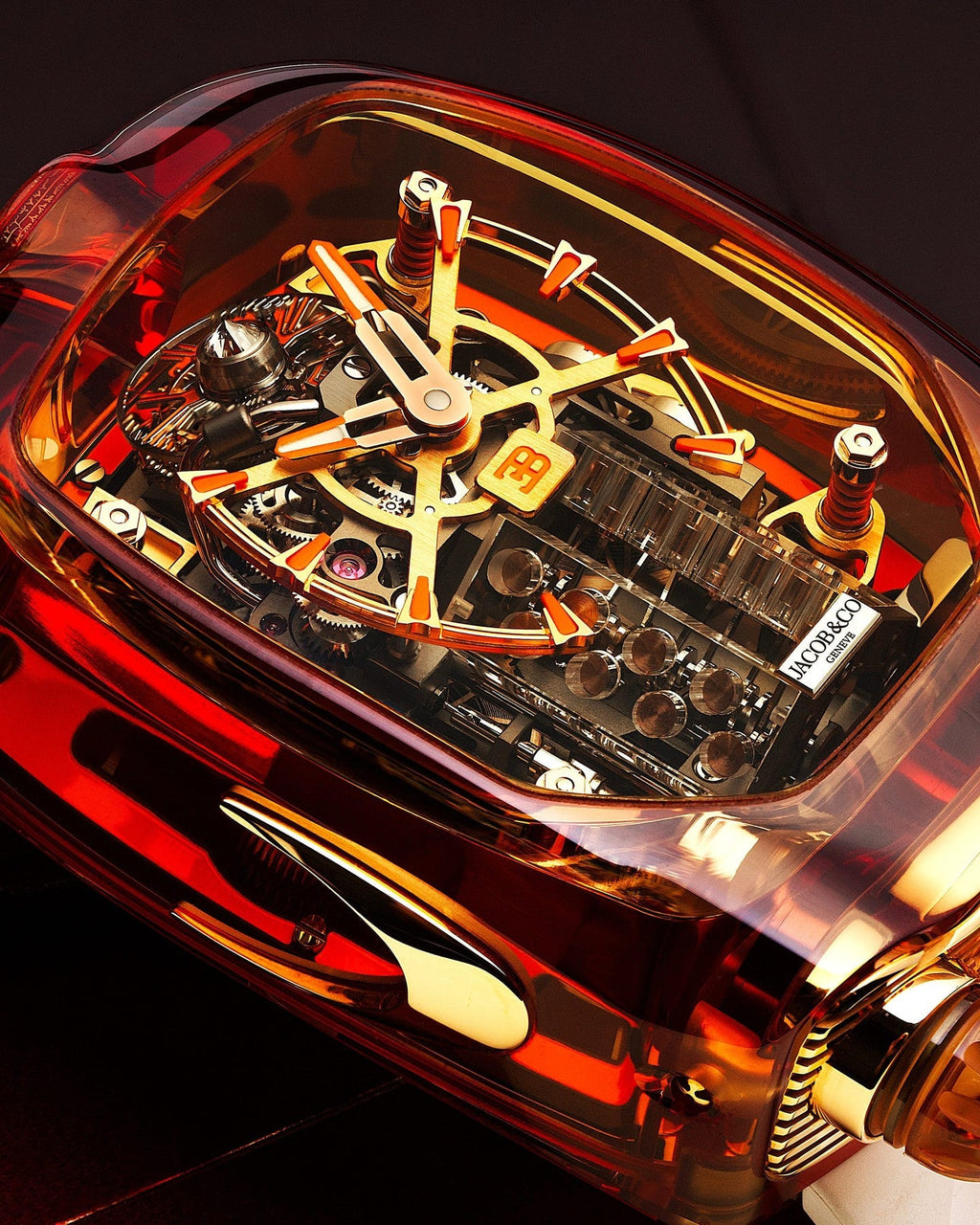 Limited Edition Jacob & Co. Bugatti Chiron Tourbillon Orange Sapphire Crystal watch