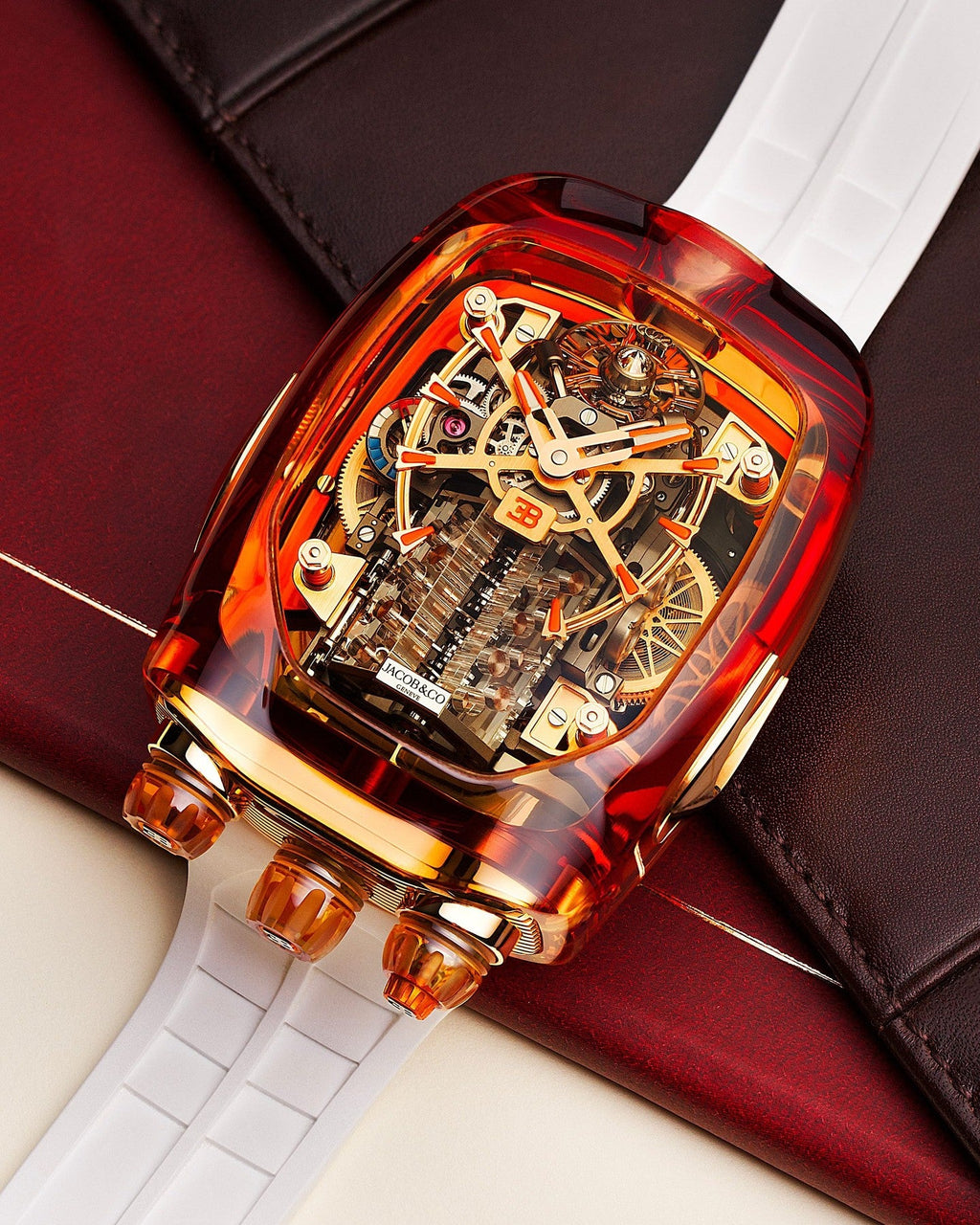 Limited Edition Jacob & Co. Bugatti Chiron Tourbillon Orange Sapphire Crystal watch