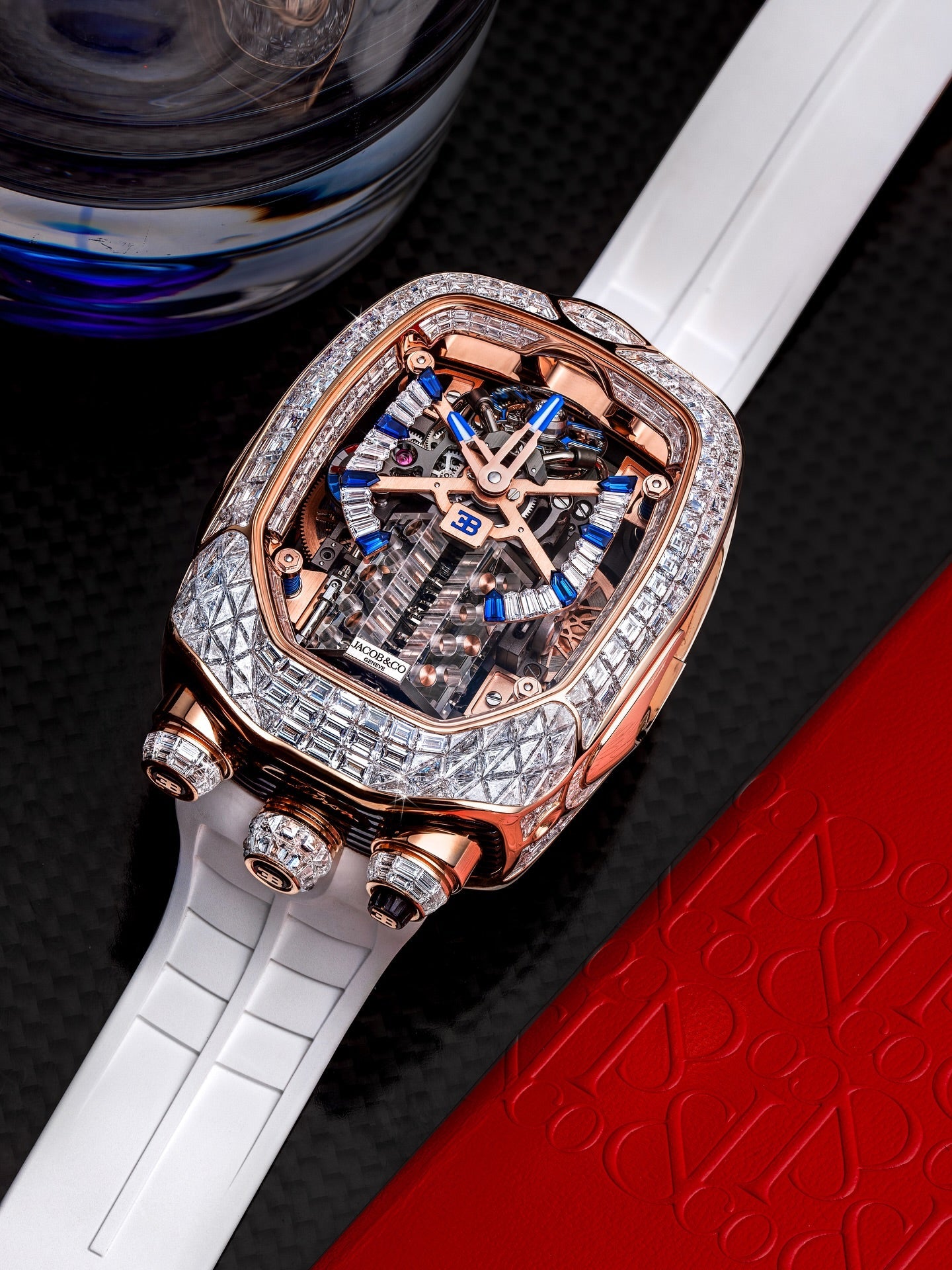 Limited Edition Jacob & Co. Bugatti Chiron Tourbillon Baguette watch