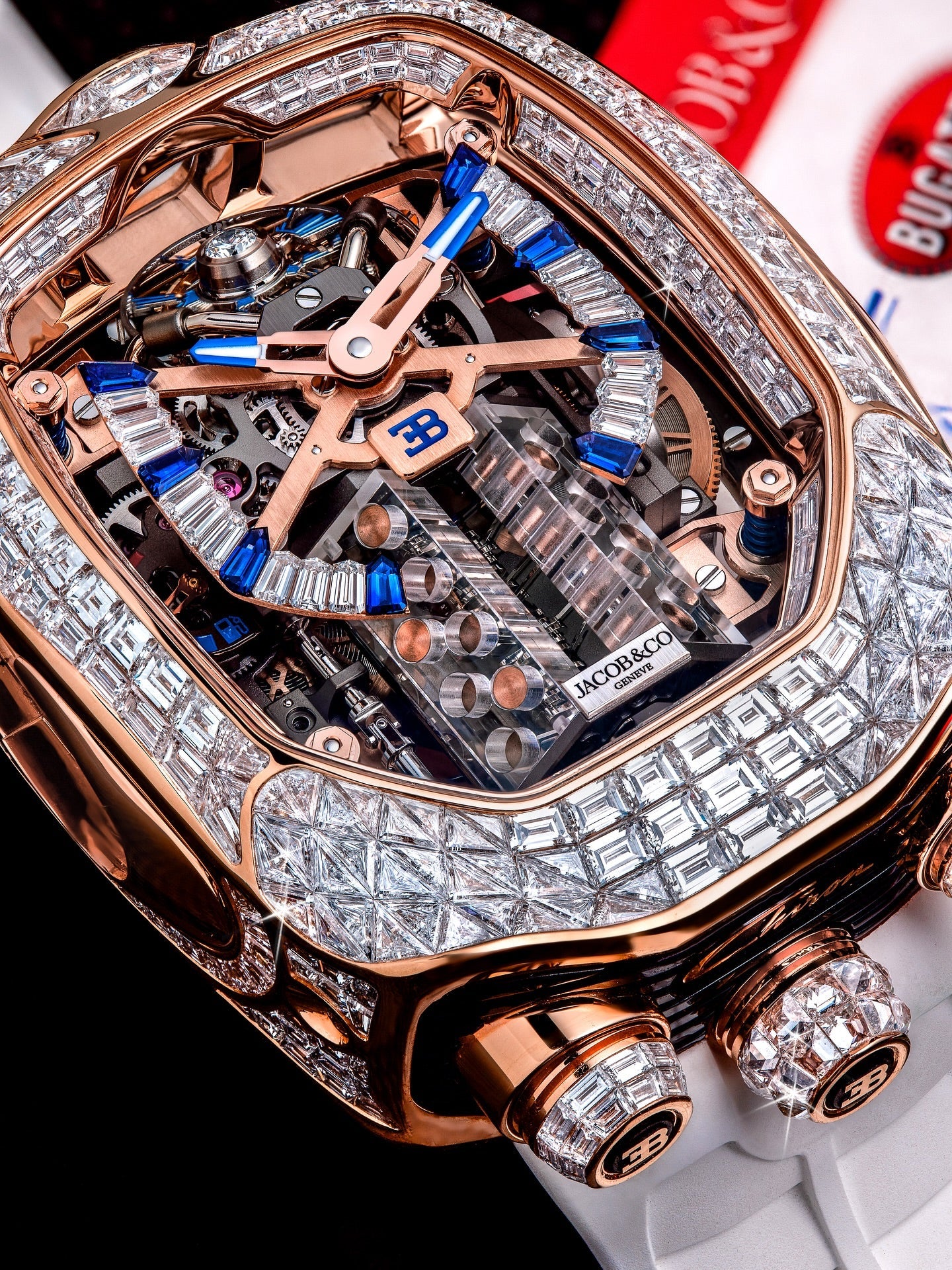 Limited Edition Jacob & Co. Bugatti Chiron Tourbillon Baguette watch