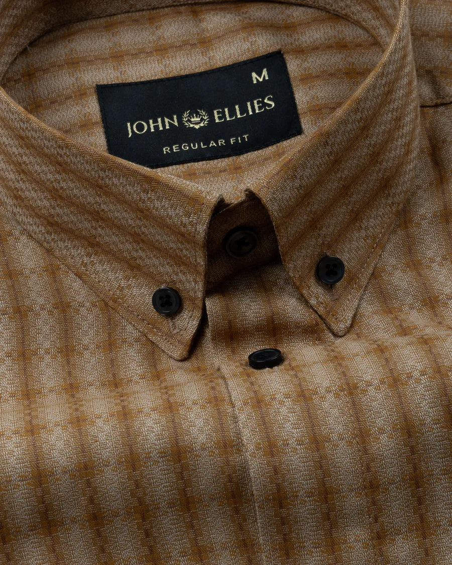 Wreck Brown Check Button Down Cotton Shirt