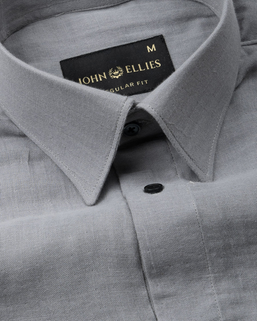Elixur Grey Plain Linen Shirt